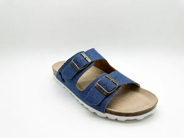thies Veganer Rec Denim Sandale "thies ® PET" aus recyceltem PES, Blau (denim blau), – Produktbild 2 von 4