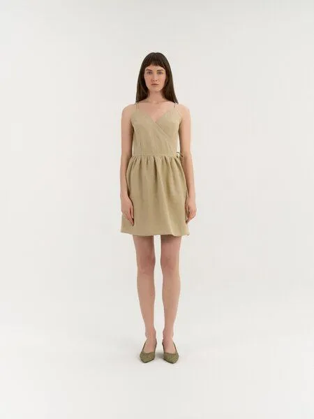AmourLinen AmourLinen Wickelkleid aus Leinen LUNA, Beige (braun), – Produktbild 1 von 1