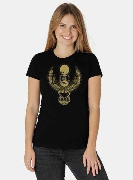 Peaces.bio - handbedruckte Biomode Peaces.bio - handbedruckte Biomode Damen Fit T-Shirt Cheper, Schwarz, – Produktbild 2 von 2