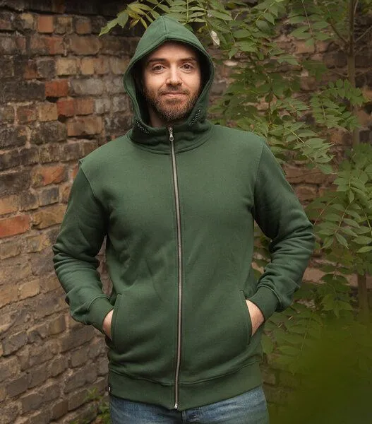 päfjes päfjes Basic Zipper Jacke - Fair gehandelt - Unisex Bio Sweatjacke, Grün, – Produktbild 4 von 4