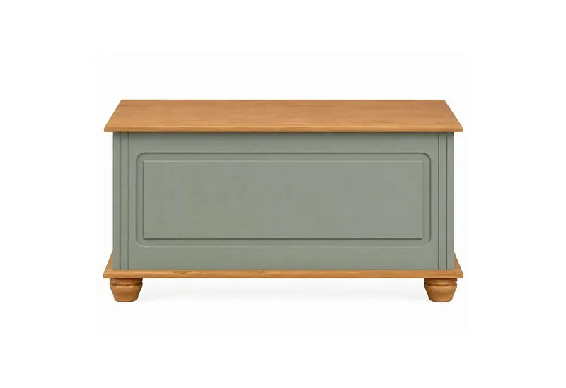 OTTO home Sitztruhe Finca, aus massivem Kiefernholz, 85 x 43 x 45 cm, mit praktischem Stauraum, Grün, – Produktbild 4 von 5
