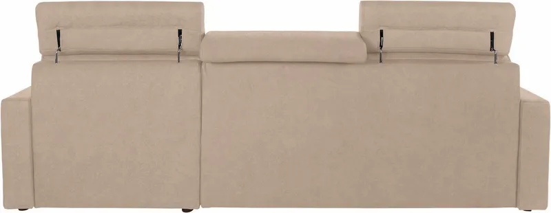 DOMO collection Ecksofa Ava mit moderner Sitzheftung & toller Doppelnaht, komfortabel, L-Form, mit Recamiere, inkl. Federkern, wahlweise mit Kopfteilverstellungen, Beige, – Produktbild 5 von 5