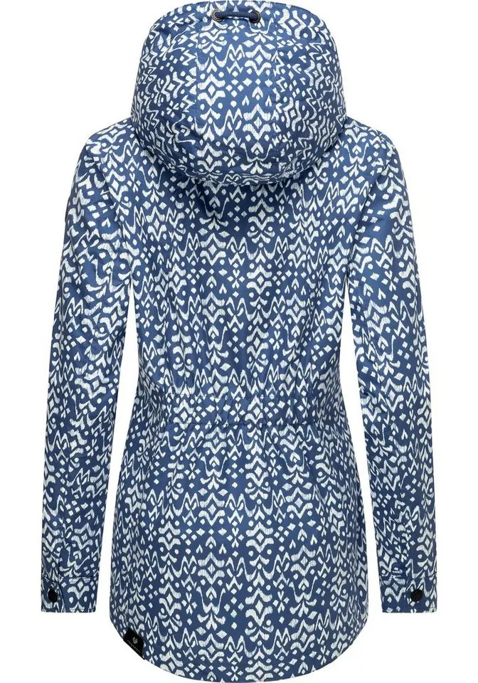 ragwear ragwear Outdoorjacke Zuzka Ikat Wasserdichte Übergangsjacke mit großer Kapuze, Blau, – Produktbild 4 von 4