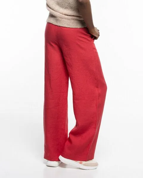 Alma & Lovis Alma & Lovis Trendige Marlenehose aus reinem Leinen | Leinen Marlene, Granat (rot), – Produktbild 4 von 4