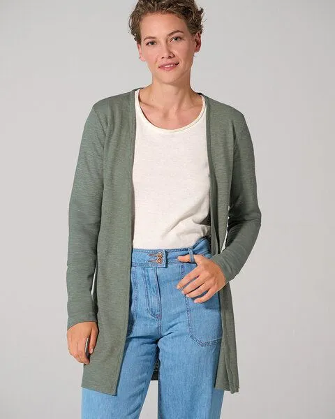HempAge HempAge Lange Jersey Damenjacke Hanf/Biobaumwolle, Thyme (grün), – Produktbild 1 von 4