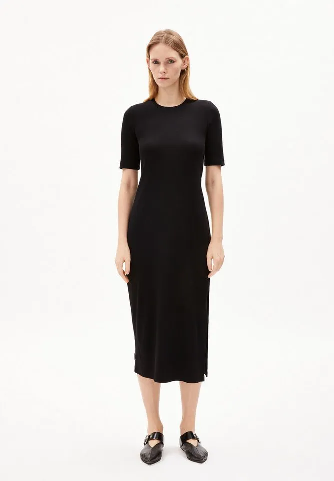 ARMEDANGELS ARMEDANGELS Maxikleid SEHAARAA Ripp-Jerseykleid aus Bio-Baumwoll Mix Fitted, Schwarz, – Produktbild 2 von 5