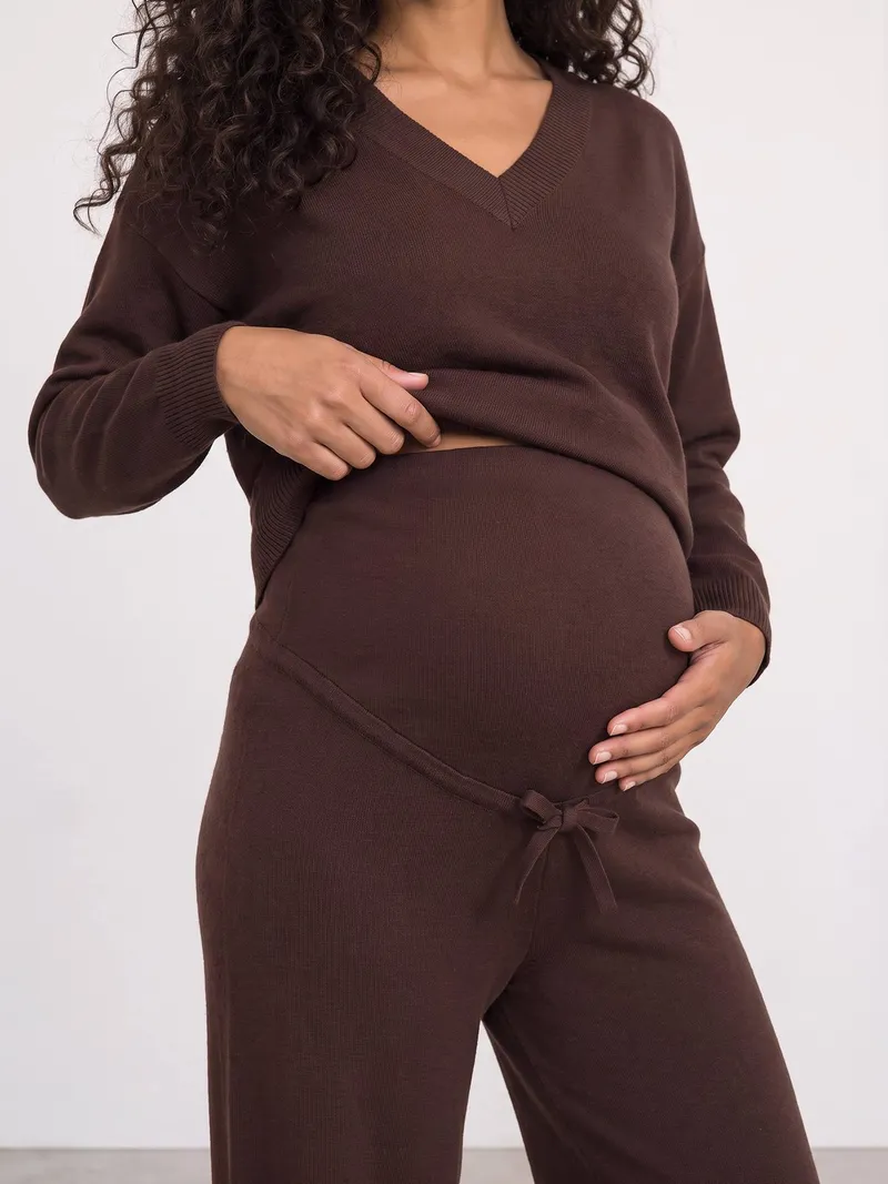 Vertbaudet Vertbaudet Umstands-Set aus Pullover und weiter Hose, Schokolade, – Produktbild 3 von 4