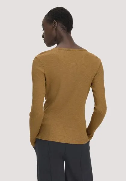 hessnatur hessnatur Longsleeve Henley Slim aus Bio-Baumwolle, Bernstein, – Produktbild 2 von 4