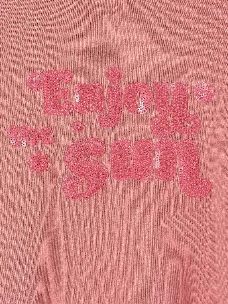 Vertbaudet Mädchen Cropped-Shirt mit Pailletten-Schriftzug, Rosa, – Produktbild 4 von 4