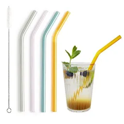 Contento Contento Glastrinkhalm bunt 21 cm lang, gebogen, 4 Stück auf Geschenkkarte, mit Reinigungsbürste – Produktbild 1 von 1