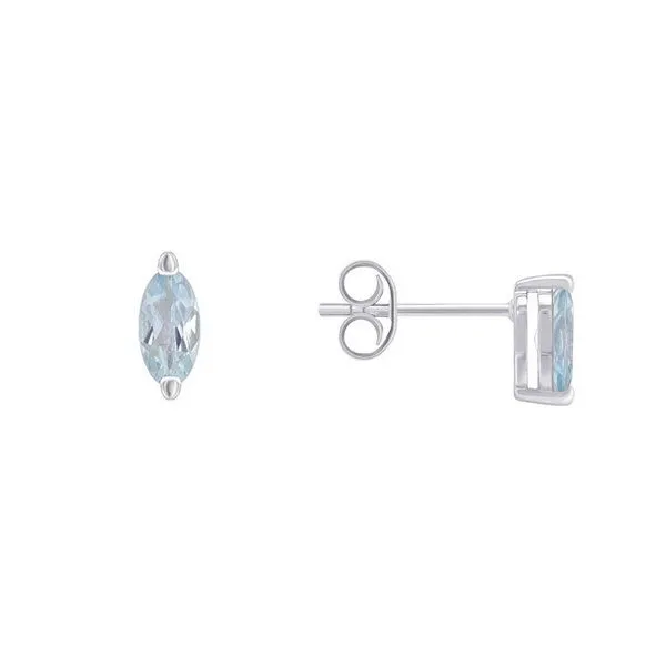 Eppi Eppi Minimalistische Ohrstecker aus Silber mit Aquamarin Andine, Weiss, – Produktbild 1 von 4