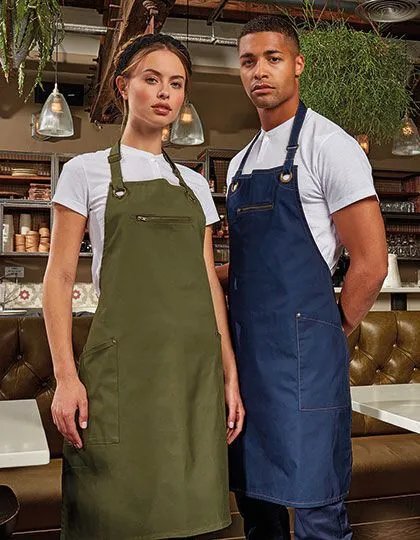 Premier Workwear Premier Workwear Latzschürze (Bio Baumwolle u. rec. Polyester), Olive / chestnut, – Produktbild 2 von 2