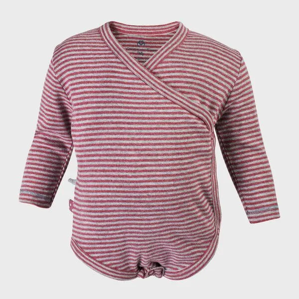 OrganicEra Baby Langarm Kimono Bodysuit, gestreift 'OrganicEra' aus Bio Baumwolle, Rot, – Produktbild 3 von 4