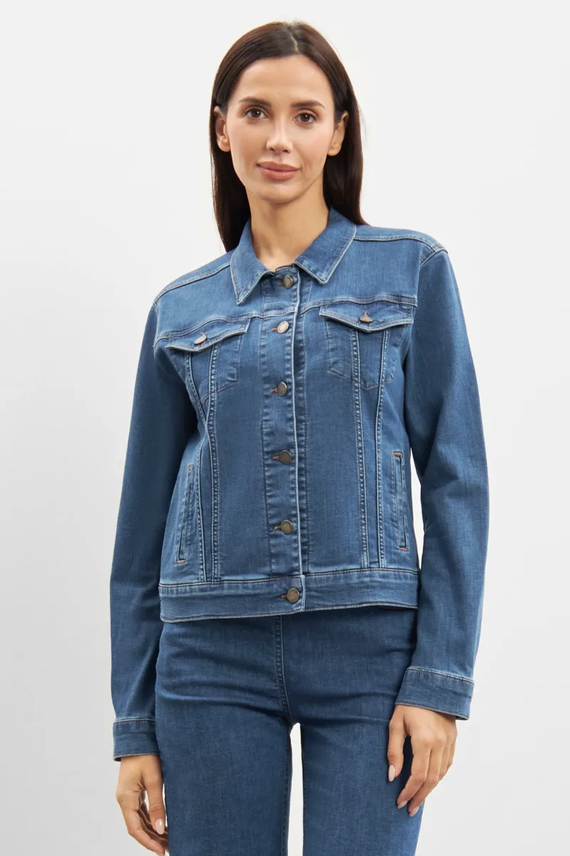 LAURIE LAURIE Damen vegan Jeansjacke Ls Marie Blue Denim, Dunkelblau, – Produktbild 2 von 2