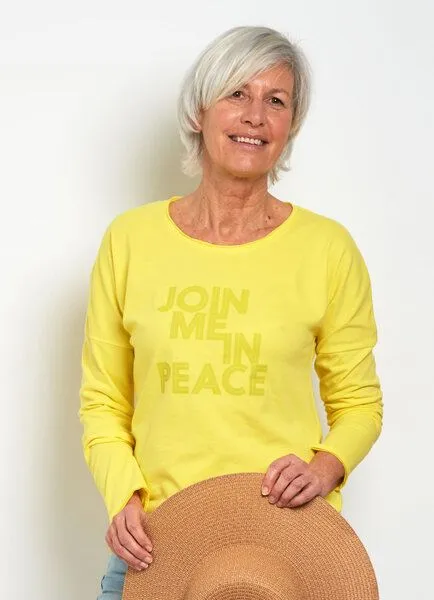 SPARKLES OF LIGHT SPARKLES OF LIGHT Yoga Shirt | JOIN ME IN PEACE, Gelb, – Produktbild 1 von 2