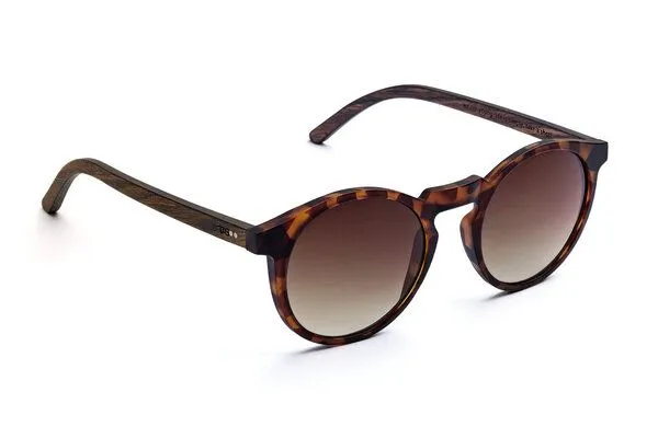 TAKE A SHOT Take a Shot Sonnenbrille aus Holz - Rund, Schmal - Mandala Kollektion, Braun (havana / walnuss / braun), – Produktbild 2 von 4