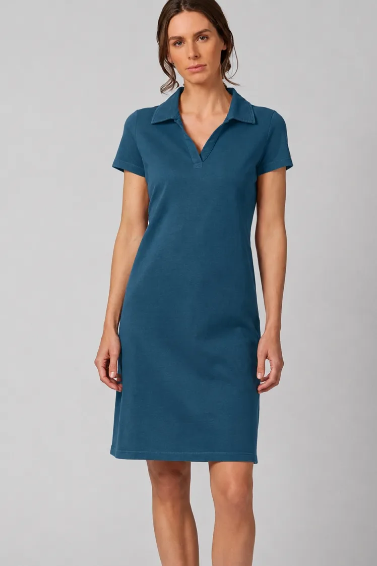HempAge Hempage Damen vegan Kleid Timeless Summer Mit Flachem Kragen Reef Blaugrün, Blau, – Produktbild 2 von 2