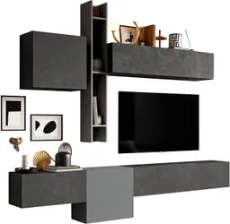 Home affaire Wohnwand Infinity, 6tlg. Breite 262 cm, Höhe variabel, Schrankwand, Anbauwand, (6-St), (Lowboard hängend, 2x Hängeschrank, 2x Hängewürfel, Wandregal) – Produktbild 1 von 1