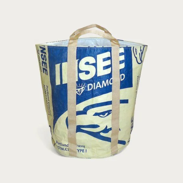 REFISHED fair fashion REFISHED fair fashion WÄSCHEKORB, #cement beige-blau, – Produktbild 1 von 3