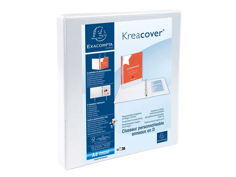 Exacompta 10 Exacompta Ringbücher "Kreacover", DIN A4 Maxi, 4 Ringe 16 mm, RB 38 mm, weiß – Produktbild 1 von 1