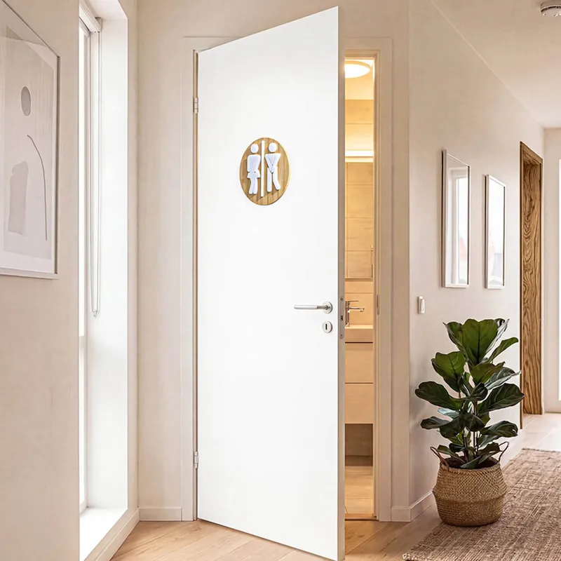 viva domo viva domo Bambus-Türschild „WC“, Braun | weiss, – Produktbild 2 von 3