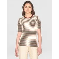 KnowledgeCotton Apparel KnowledgeCotton Apparel T-Shirt - CANNA gestreift, Braun gestreift (brown stripe), – Produktbild 1 von 1