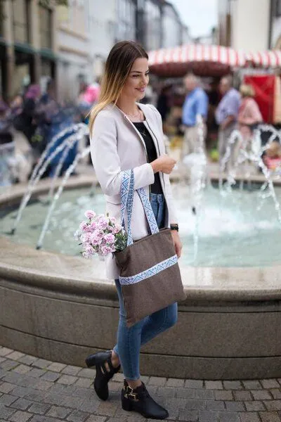 manbefair manbefair Tweed Shopper Celine, Braun, – Produktbild 3 von 4