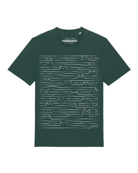 watapparel watapparel T-Shirt Unisex Doodle Cats, Glazed green, – Produktbild 1 von 2