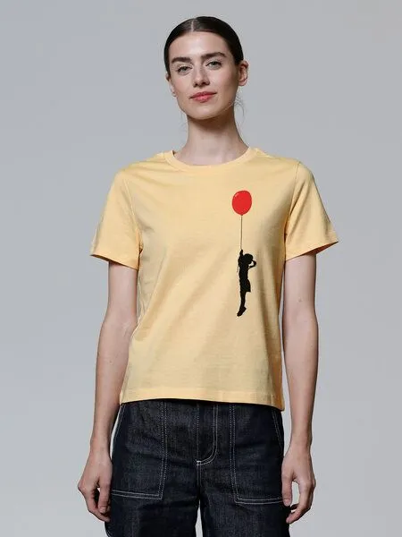 watapparel watapparel T-Shirt Frauen Mädchen mit Luftballon (print), Nispero, – Produktbild 2 von 4