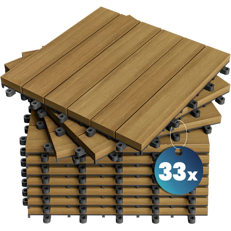 Casaria® Holzfliese Eukalyptus 33er-Set 30x30cm – Produktbild 1 von 2