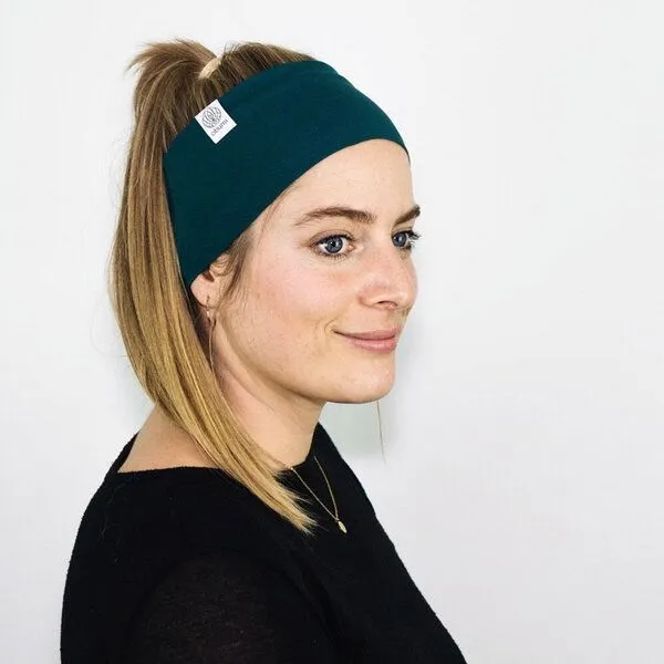 obumi obumi STIRNBAND BREIT AUS BIO JERSEY IN VIELEN FARBEN, Petrol, – Produktbild 1 von 4
