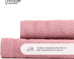uncover by SCHIESSER Duschtücher Brooklyn mit dezenter Bordüre in Hoch-Tief-Optik, Frottier (Set, 2-St), OEKO-TEX® MADE IN GREEN – Produktbild 1 von 1