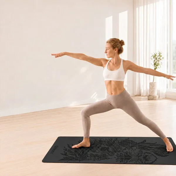 Yosana Yosana Yogamatte Ultra Grip inkl. Baumwolltragegurt, Schwarz löwe, – Produktbild 3 von 4