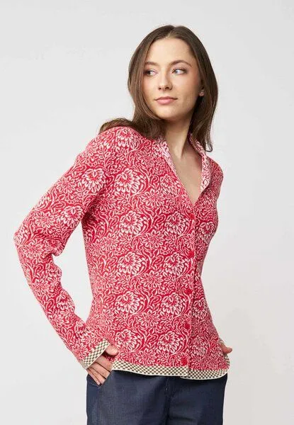 LANA Organic LANA Organic Strickjacke im Jaquardmuster für Damen, Modell Jolie, Luana schwarz - ecru, – Produktbild 3 von 4