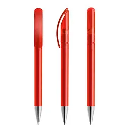 prodir prodir® Drehkugelschreiber DS 3 mit Metallspitze, blaue Mine, rot gefrostet, Rot, – Produktbild 1 von 1