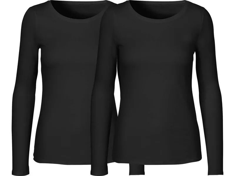 Neutral Neutral 2er-Pack Bio-Damen-Langarmshirt mit Rundhalsausschnitt, black, Gr. M – Produktbild 1 von 1