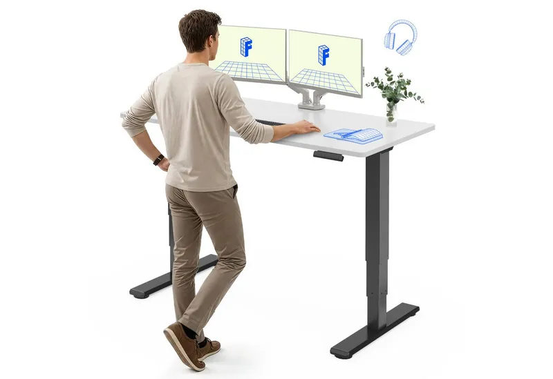 Flexispot Flexispot Schreibtisch Elektrisch Höhenverstellbarer Schreibtisch EC5 LITE mit Dualmotor (25MM einteiliger Tischplatte & 3-fach Teleskop, 4 Speicherhöhen & Antikollisionssystem), 120x80/140x80/160x80/180x80, Schwarz | weiβ, – Produktbild 1 von 5