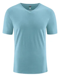 HempAge Hempage Herren vegan T-Shirt Mit V-Ausschnitt Slim Fit Wave Blau – Produktbild 1 von 1