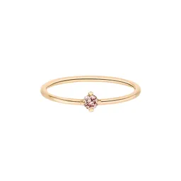 Maren Jewellery Goldener ReMind mini Solitaire Ring - 60 / 14K Gelbgold & Labordiamant pink – Produktbild 1 von 1