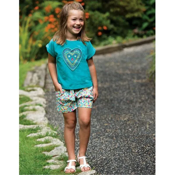 Frugi Frugi T-Shirt Herz in pazifik-grün Sophia Slub T-Shirt Jewel/Heart – Produktbild 2 von 3