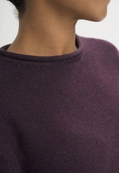 MELA MELA Rollsaum Strickpullover Style GEETHA aus 100% Bio-Baumwolle, Elderberry melange, – Produktbild 4 von 4