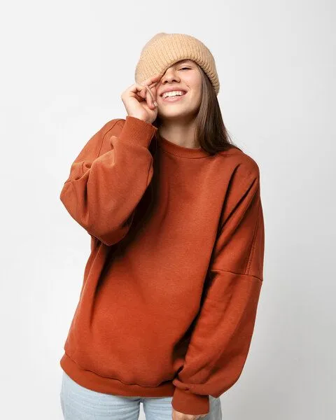 Kultgut Kultgut For all Day - Oversize Damen Sweatshirt / Uni, Terrarot, – Produktbild 2 von 4