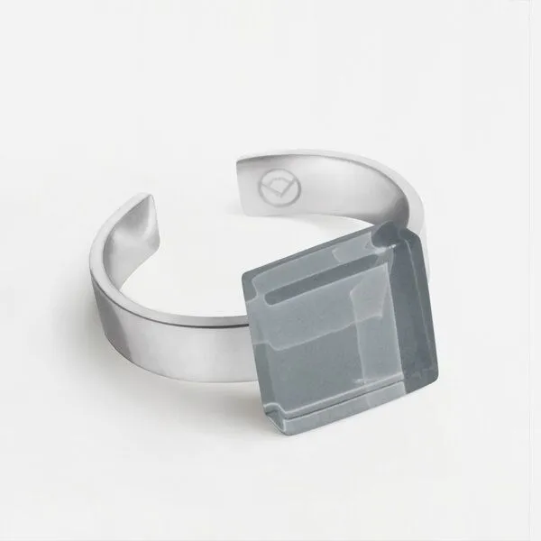 ALEXASCHA ALEXASCHA Geometrischer Ring aus Glas, mini, Graphitgrau, – Produktbild 1 von 4