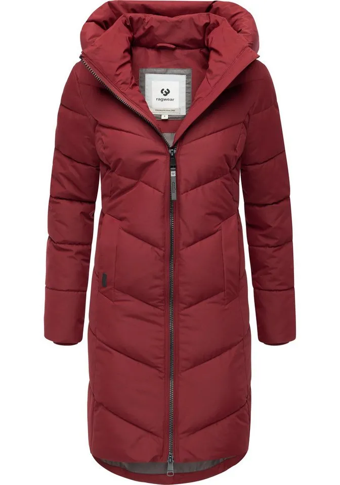 ragwear ragwear Steppmantel Natalin YOUMODO Warmer Damen Wintermantel mit V-Steppung und Kapuze, Rot, – Produktbild 4 von 4
