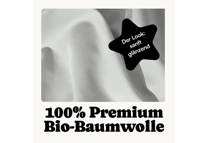 Seralino Kissenbezüge Mako Satin Kissenbezug (100% Bio Baumwolle) weich, hautfreundlich, (2 Stück), Fairtrade/ GOTS zertifizierte uni Kissenhülle mit Reißverschluss, Blau|grau, – Produktbild 3 von 5