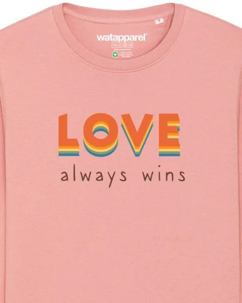 watapparel watapparel Sweatshirt Unisex Love always wins, Canyon pink, – Produktbild 3 von 4