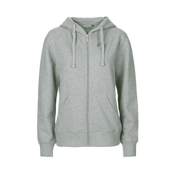 HANDGEDRUCKT HANDGEDRUCKT "Baumelmeister" Frauen Zip Hoody Neutral, Grey, – Produktbild 2 von 3