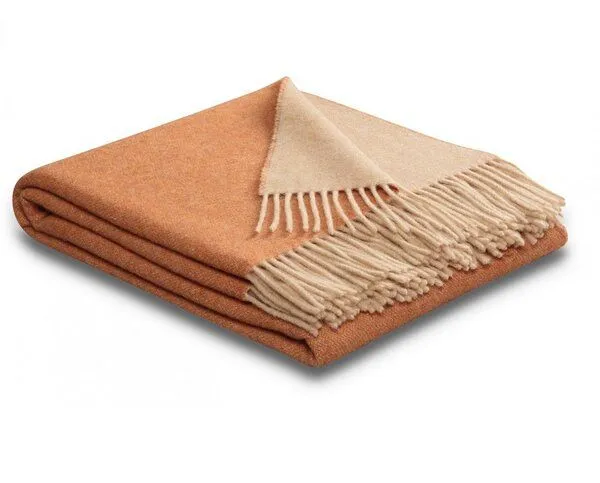 biederlack biederlack Plaid Wohndecke wunderschöne Farben Wolle-Kaschmir-Mix -jetzt in 2 Größen, Henna-sand, – Produktbild 1 von 4