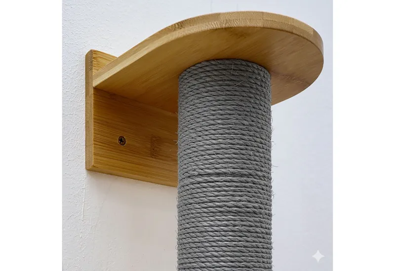 eyepower Kratzbaum zur Wandmontage - 102 cm Wandkratzbaum für Katzen mit 1 Bambus Plateau, Sisalstamm Wand - Katzenkratzbaum platzsparend - Kletterwand Katze, Grau, – Produktbild 4 von 5