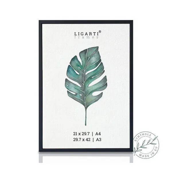 LIGARTI Bilderrahmen »Schwarz« von LIGARTI | DIN A4 und A3 | Made in EU | Echtholz Rahmen | Holzbilderrahmen, Holzrahmen, Picture Frame – Produktbild 1 von 4